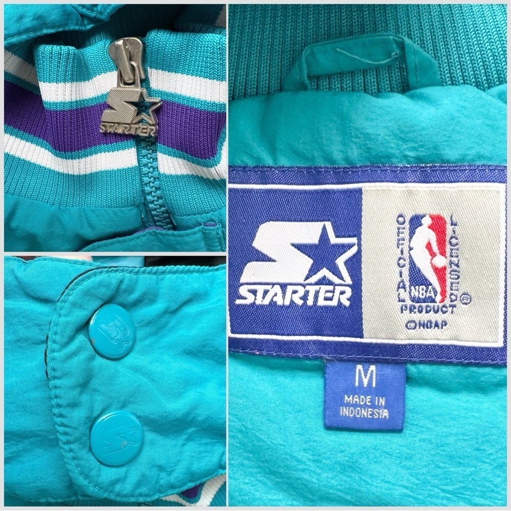 Charlotte Hornets NBA Vtg 1997 Starter Puffer Pullover Jacket Youth Size (M) - Picture 3 of 8
